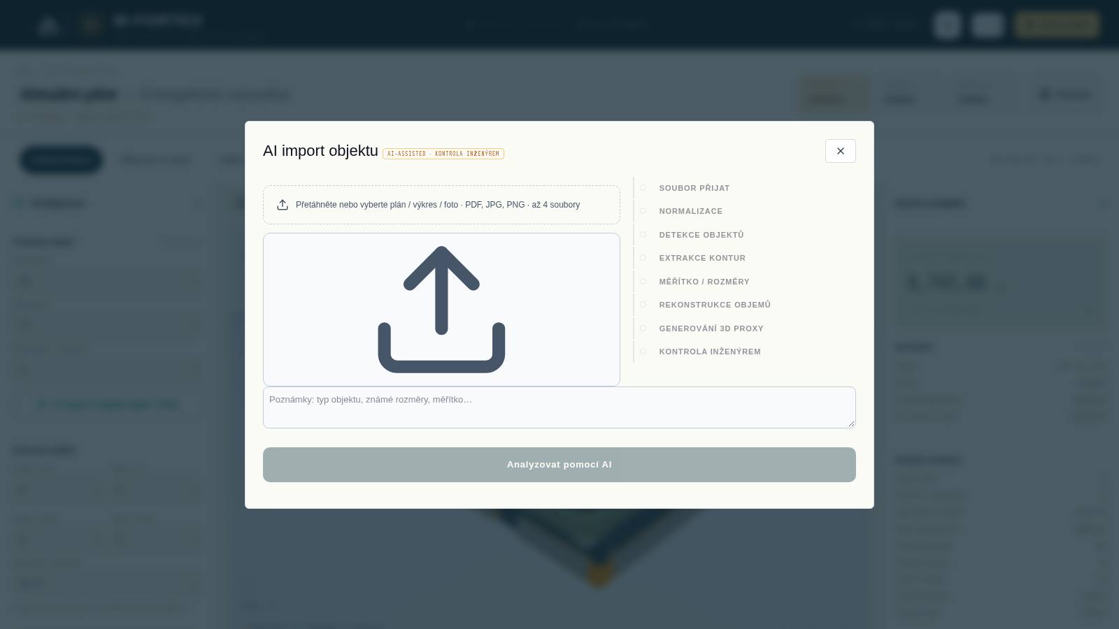 Obr. 3. AI import objektu podle plánu, výkresu nebo fotografie