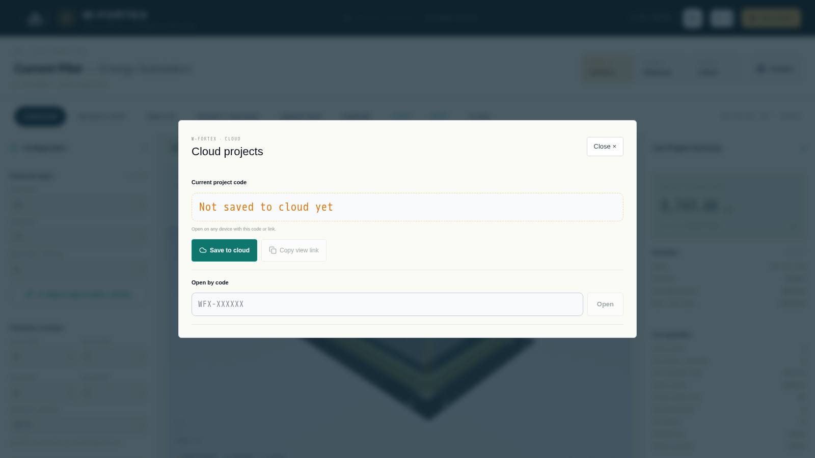 Fig. 12. Cloud projects: project code and "Open by code"