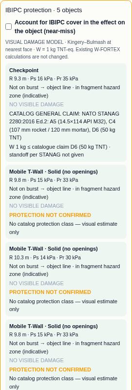 Fig. 10. "IBIPC protection" panel in the simulator (fragment)