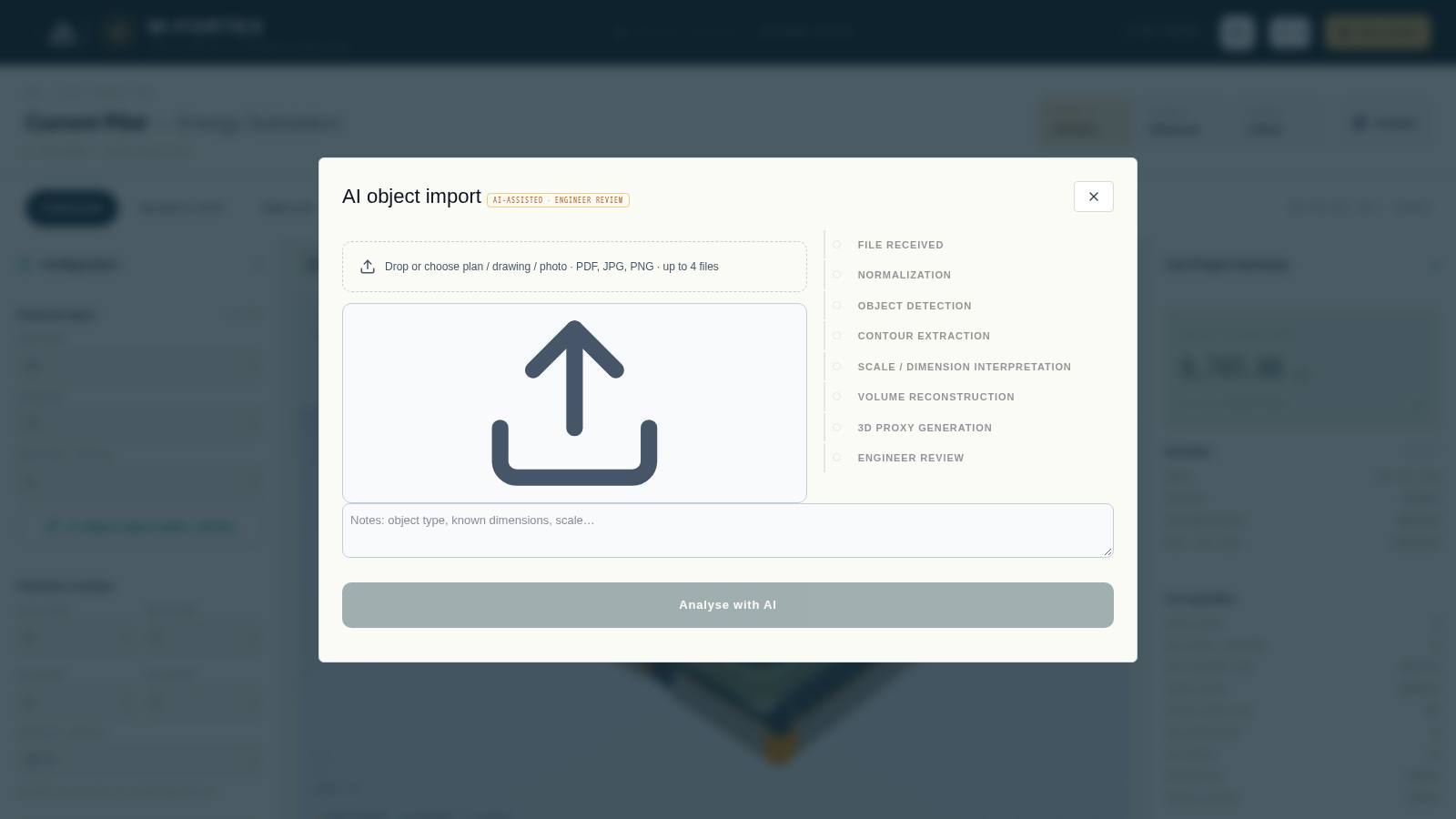 Fig. 3. AI object import from a plan, drawing or photo