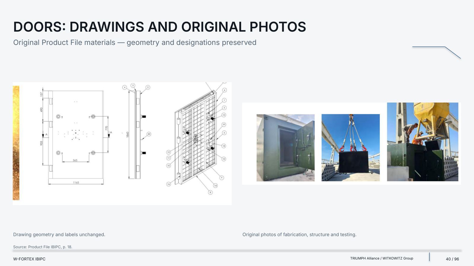 Doors: drawings and original photos. The geometry and drawing annotations have not been changed.